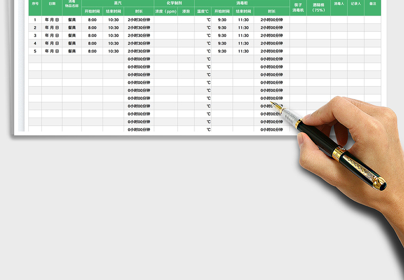 2025厨房区域消毒清洁记录表免费下载