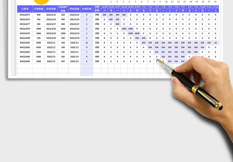 2025车间订单排产计划表-公式计算免费下载