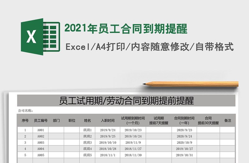 2025年员工合同到期提醒