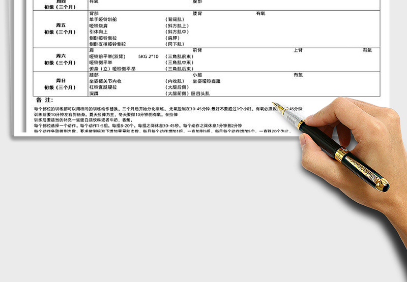 2025年初级健身训练计划表