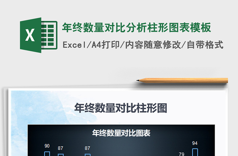 2025年年终数量对比分析柱形图表模板