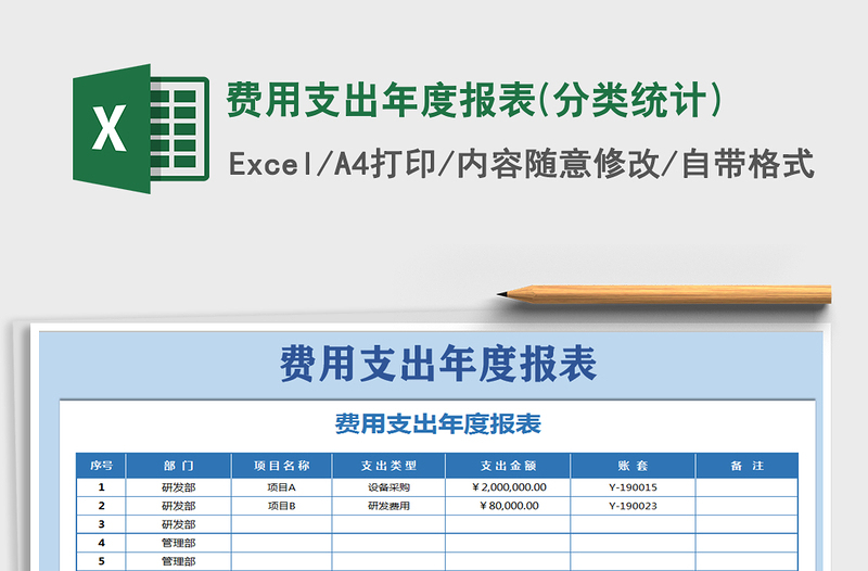 2025年费用支出年度报表(分类统计)
