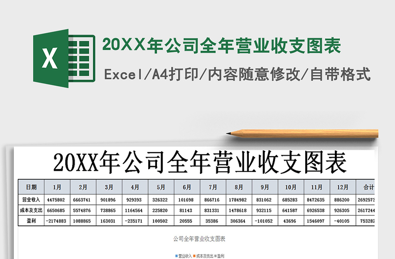 202520XX年公司全年营业收支图表免费下载