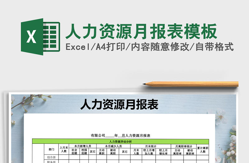 2025年人力资源月报表模板免费下载