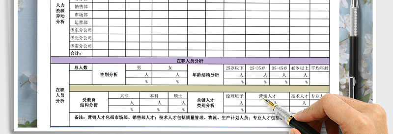 2025年人力资源月报表模板免费下载