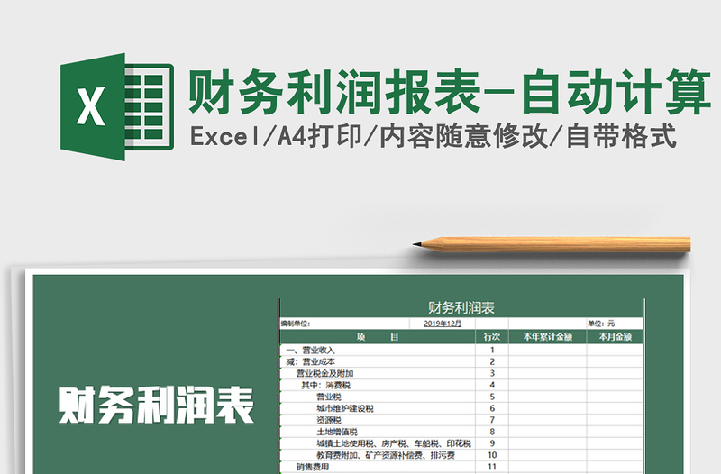 2025年财务利润报表-自动计算