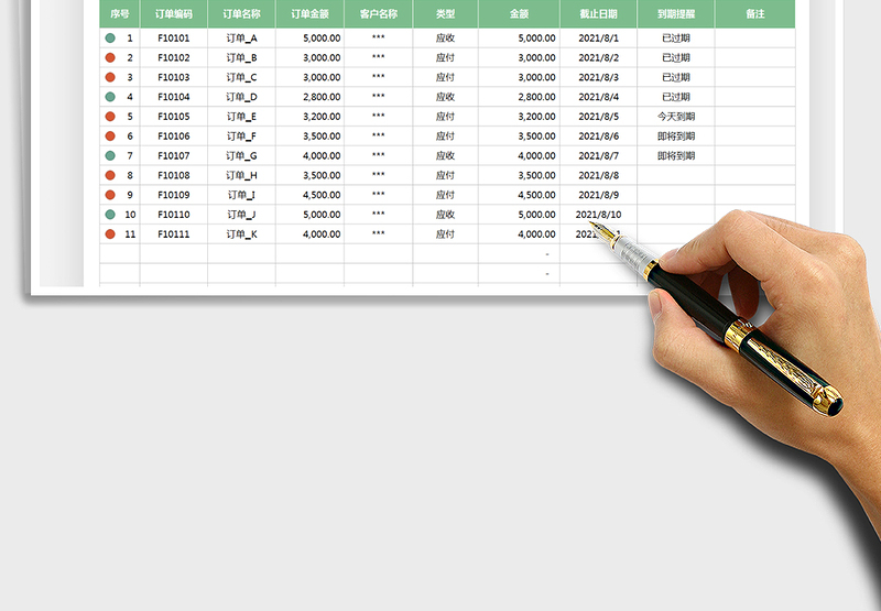 2025客户订单应收应付登记表免费下载