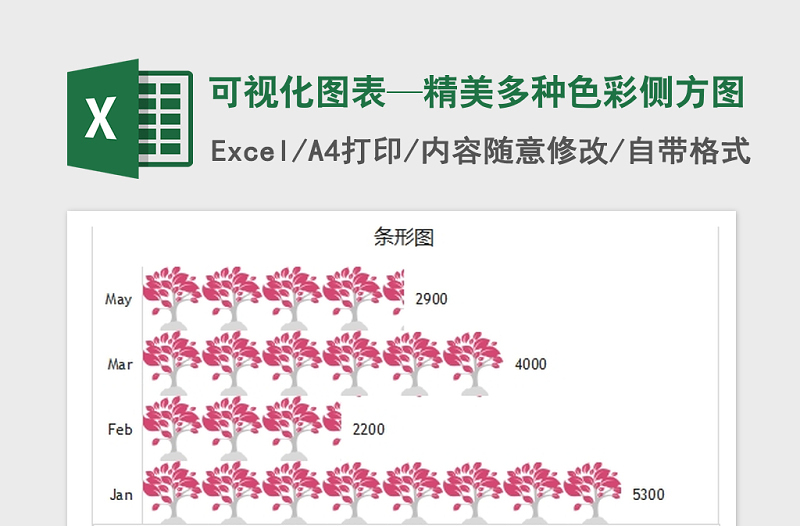 2025年可视化图表—精美多种色彩侧方图免费下载