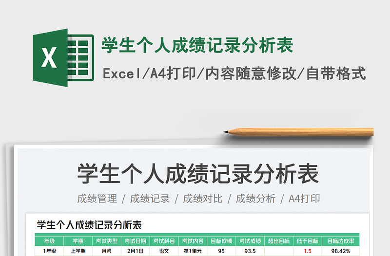 2025学生个人成绩记录分析表免费下载
