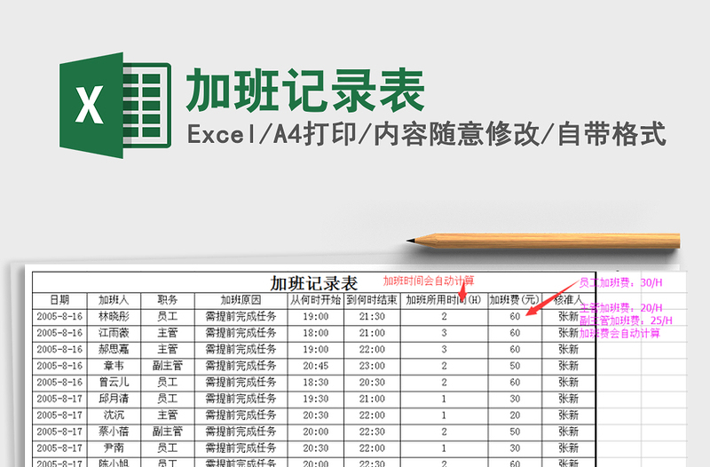 2025年加班记录表