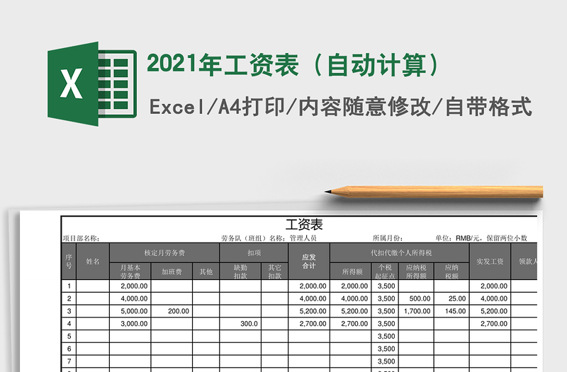 2025年工资表（自动计算）