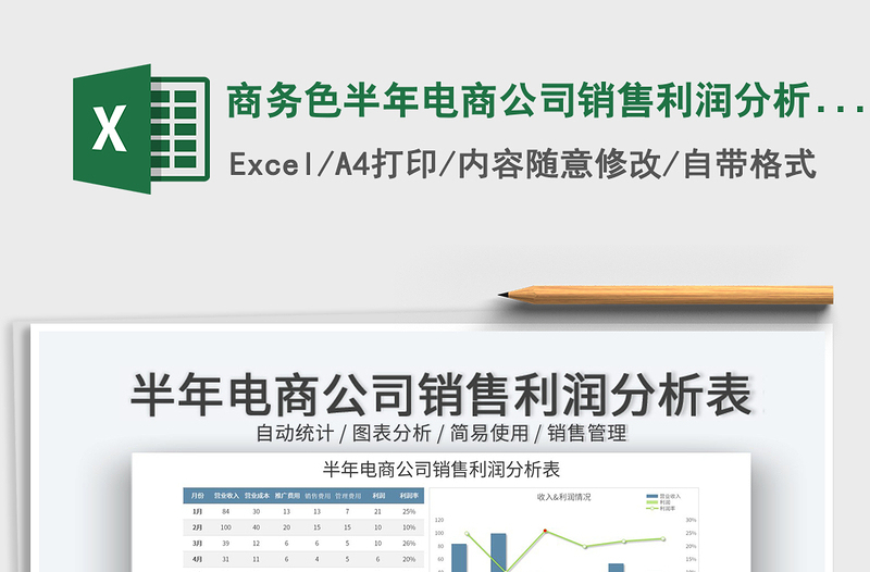 2025商务色半年电商公司销售利润分析表免费下载