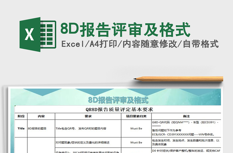 8D报告评审及格式