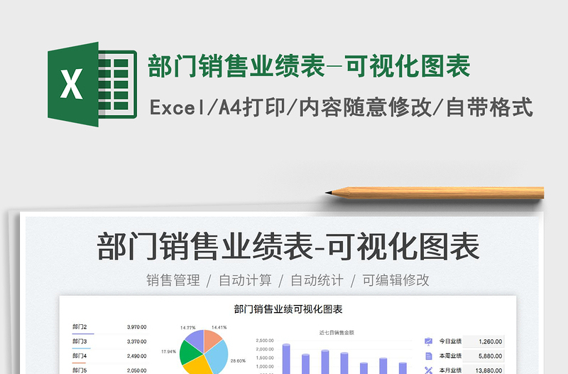 2025部门销售业绩表-可视化图表免费下载