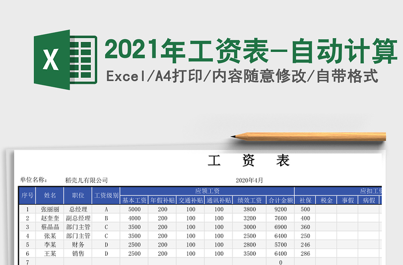 2025年工资表-自动计算