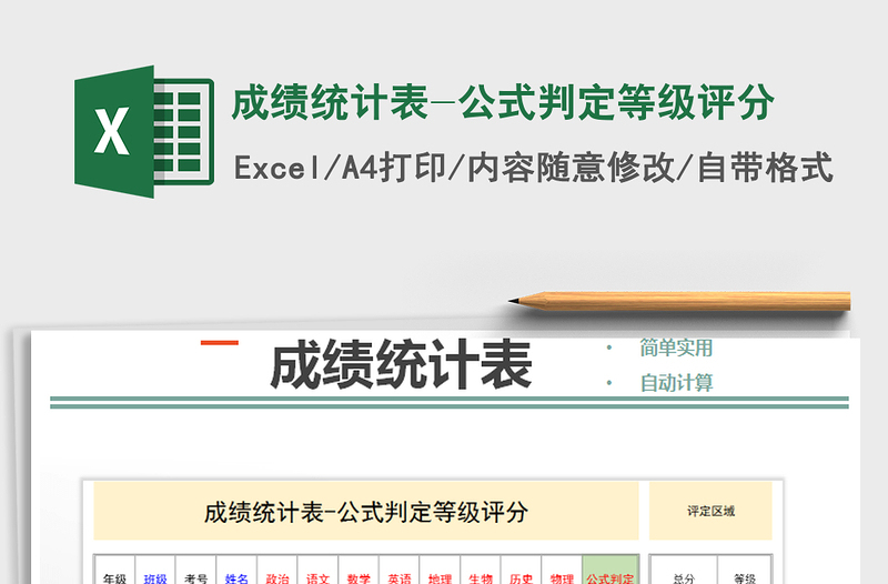 2025年成绩统计表-公式判定等级评分