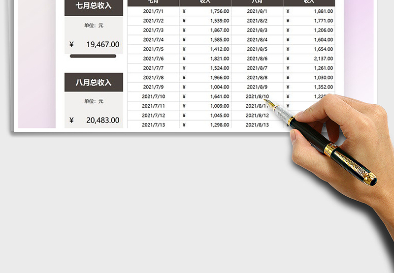 2025财务月份收入对比统计表免费下载