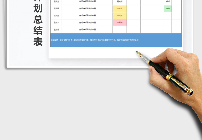 2025年一周计划总结表免费下载