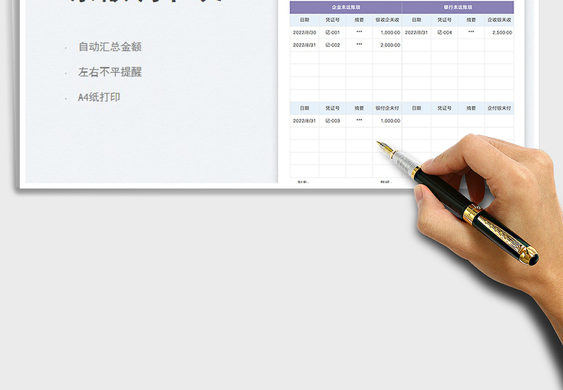 2025银行存款余额调节表（不平提醒）