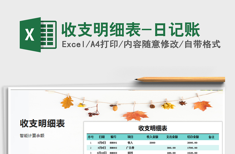 2025年收支明细表-日记账免费下载