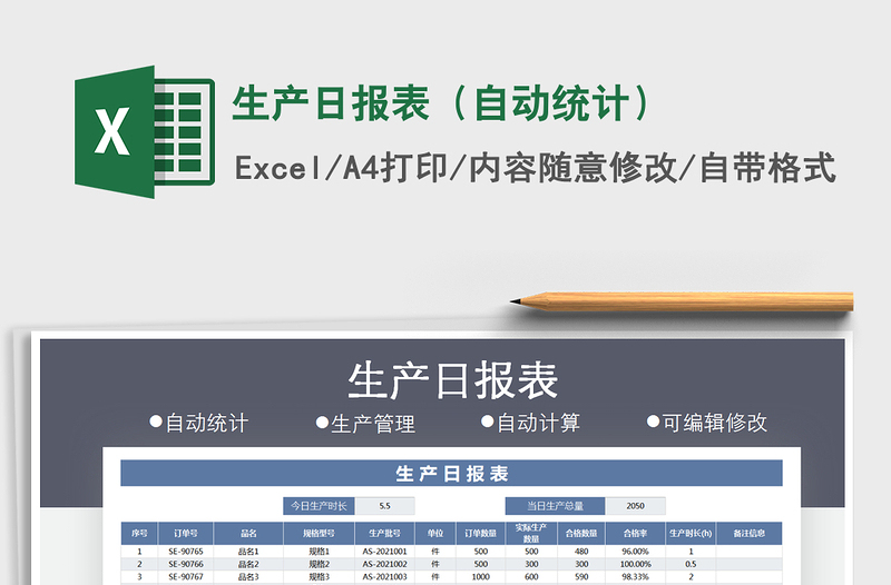 2025年生产日报表（自动统计）