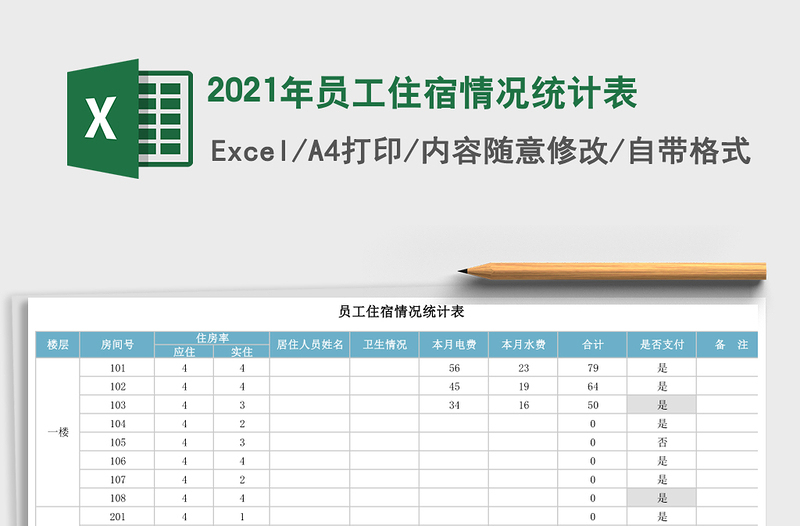 2025年员工住宿情况统计表