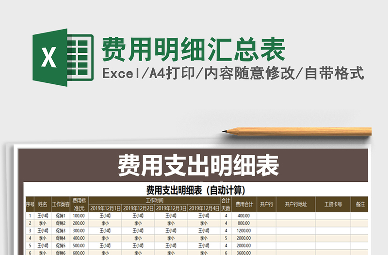 2025年费用明细汇总表