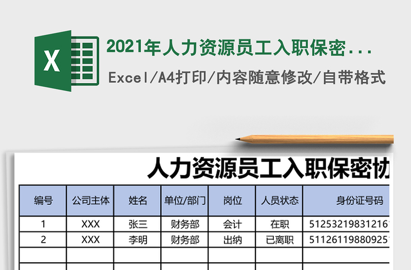 2025年人力资源员工入职保密协议签订情