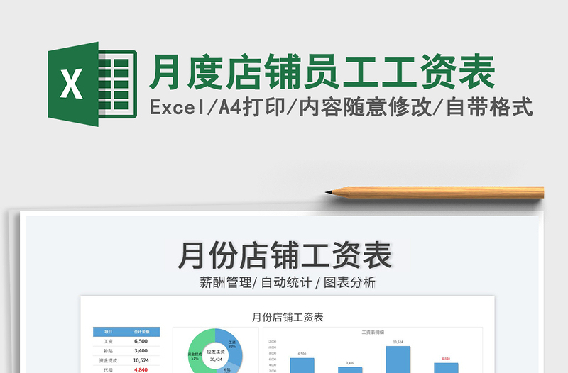 2025月度店铺员工工资表免费下载