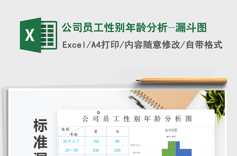 2025年公司员工性别年龄分析-漏斗图免费下载