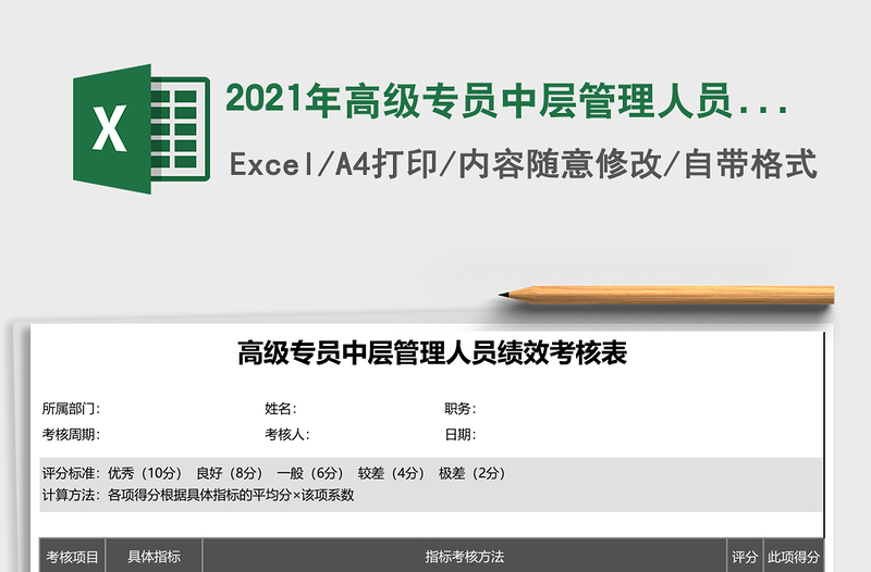 2025年高级专员中层管理人员绩效考核表