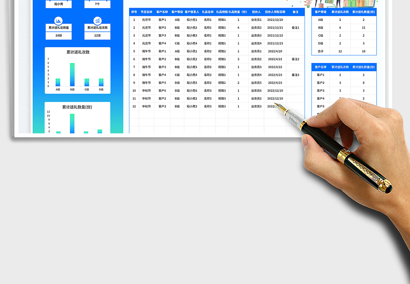 2025自动统计客户节日礼品登记表免费下载