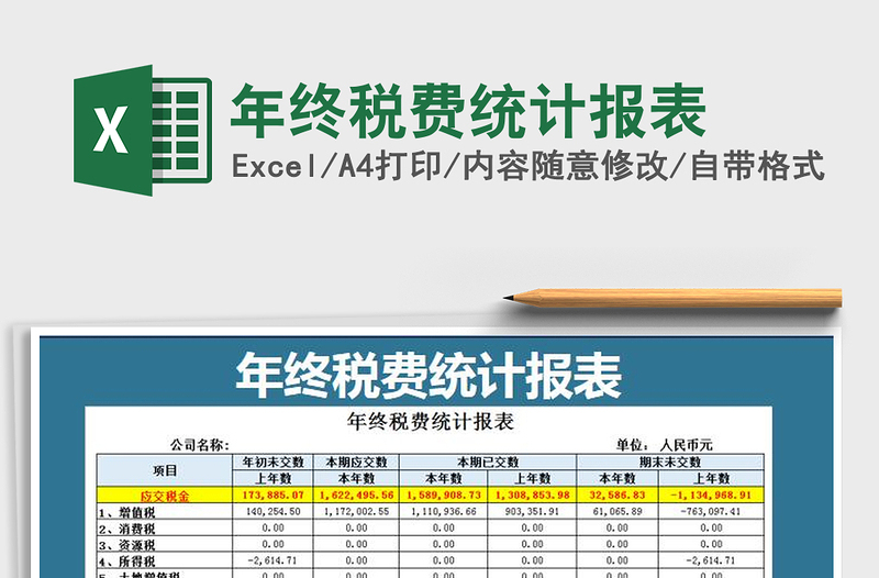 2025年年终税费统计报表
