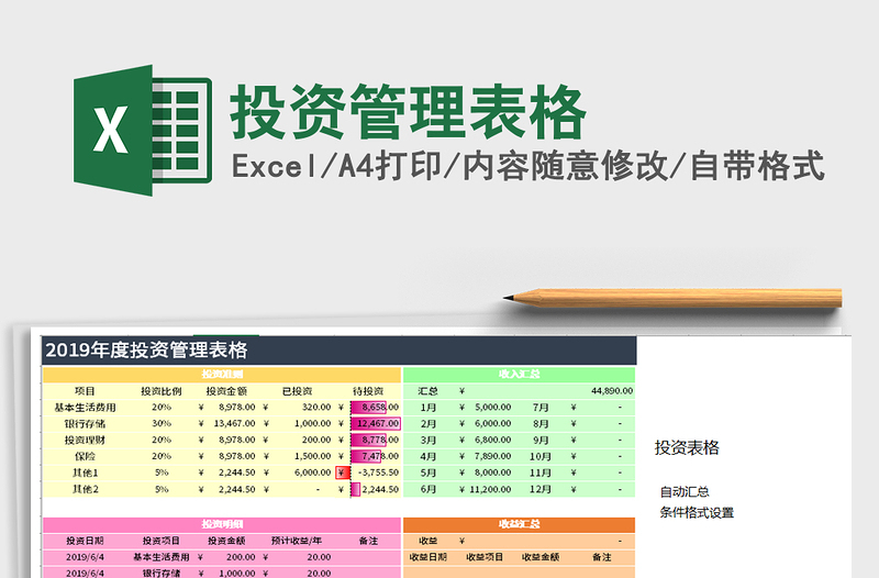 2025年投资管理表格免费下载