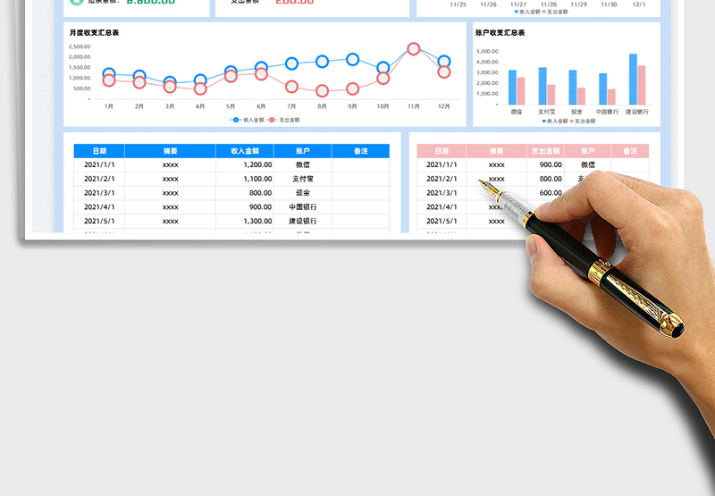 2025财务报表-收支明细表免费下载