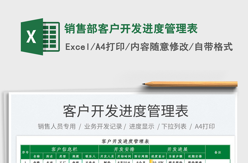 2025销售部客户开发进度管理表免费下载