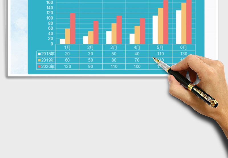 2025扁平化简约商务柱形图图表模板免费下载