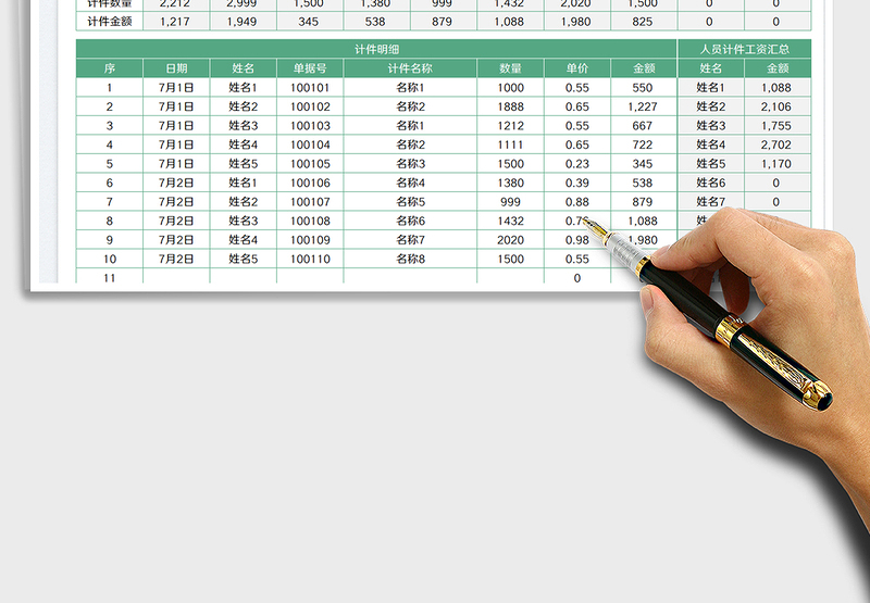 2025计件工资表免费下载