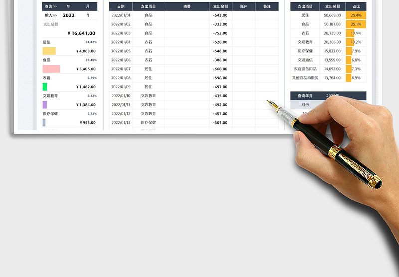 2025家庭支出明细统计表免费下载