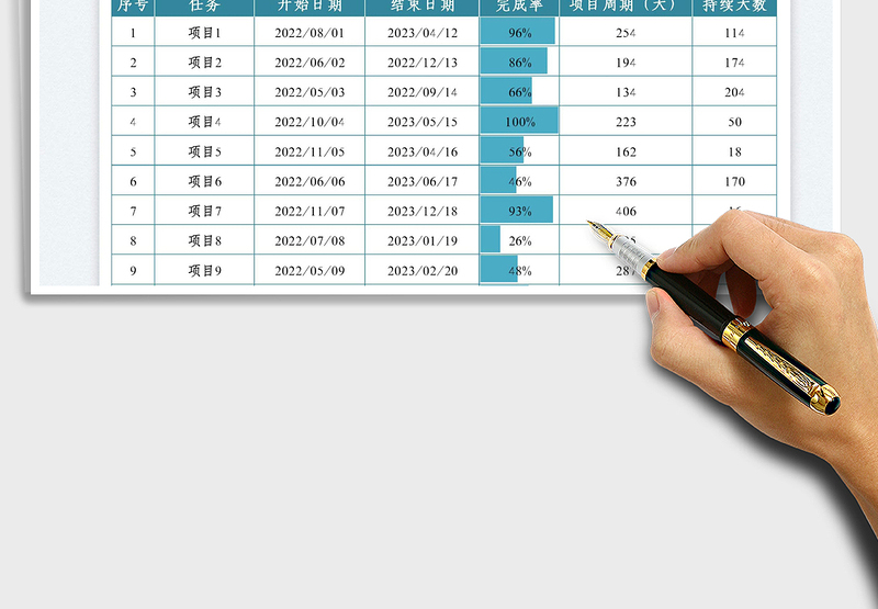 2025项目进度执行情况表免费下载