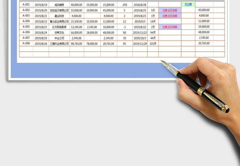 2025年销售合同收付账款表