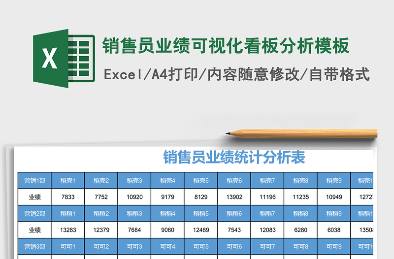 销售员业绩可视化看板分析模板