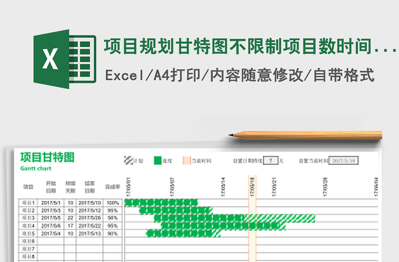 项目规划甘特图不限制项目数时间段