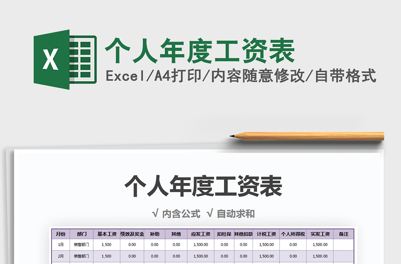 2025年个人年度工资表