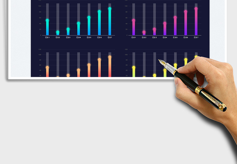2025带顶点标记的渐变柱形图免费下载