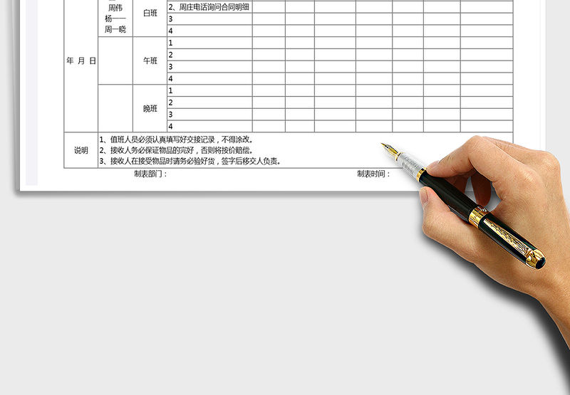 2025年值班人员交接登记表