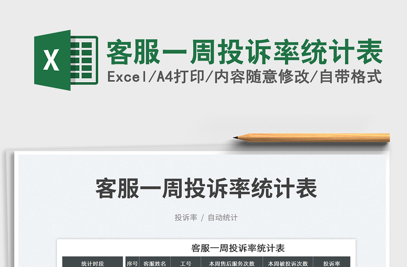 2025客服一周投诉率统计表免费下载