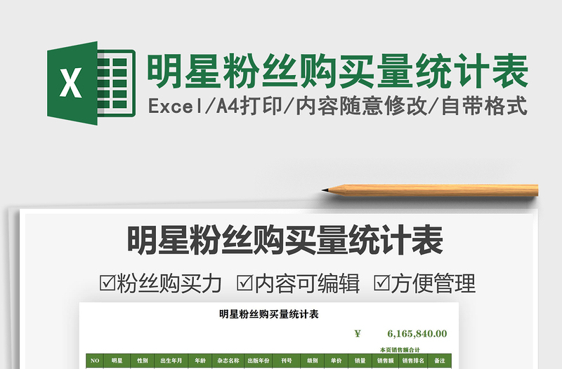 2025明星粉丝购买量统计表免费下载