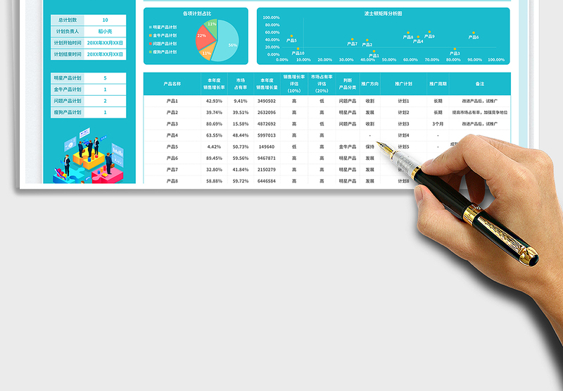 2025蓝色简约风产品推广计划表免费下载