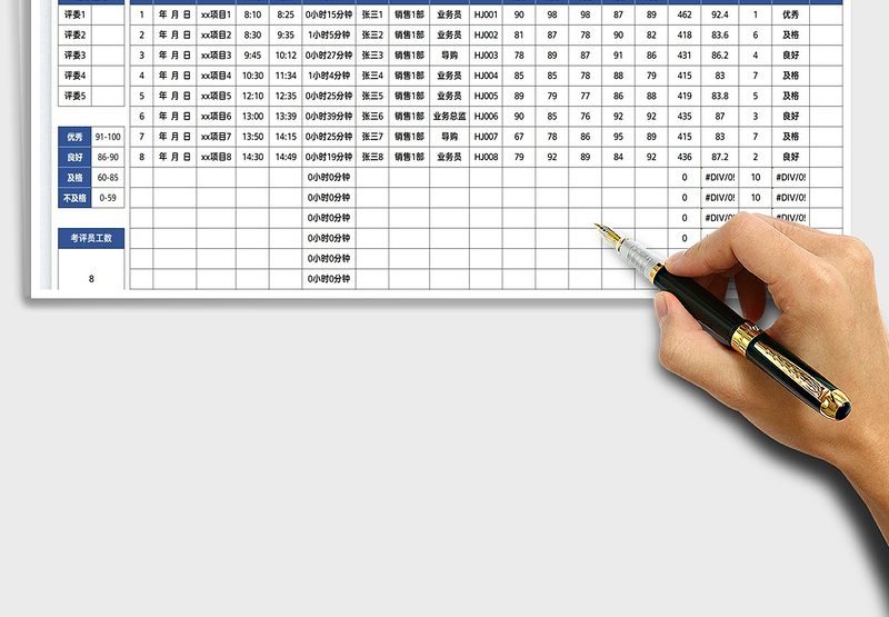 2025员工考评成绩统计表免费下载